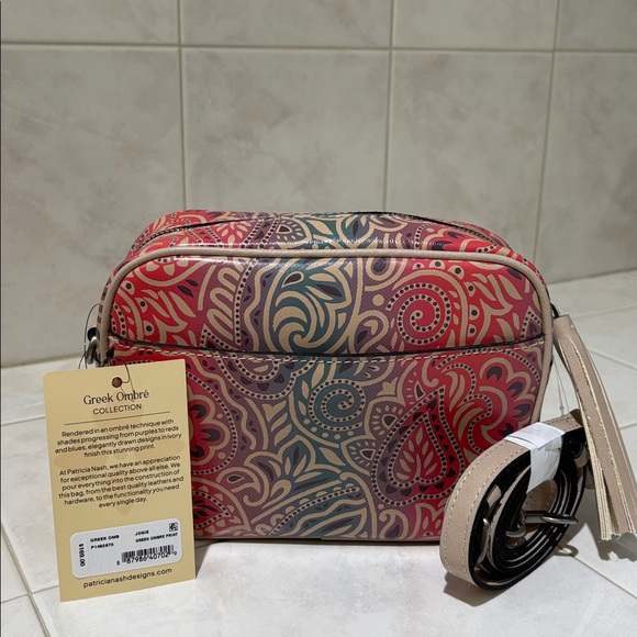 Patricia Nash Josie Leather Crossbody Bag in Greek Ombré Print - Picture 4 of 13